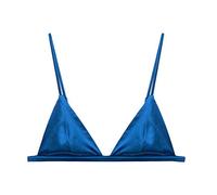 SilRiver Sujetador de seda suave sin varillas para mujer, brasier triangular con satén suave, femenino y funcional sin varillas (para copas A-C), Azul turco, XS