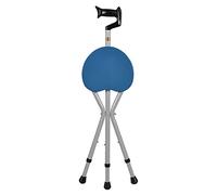 SilteD El Anciano con Muleta Taburete Trípode Asiento Bastón Multifunción Telescópico Plegable Silla de Bastón (Color: Azul)