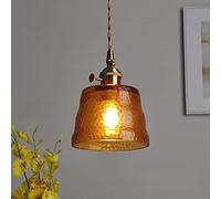 SilteD Lámpara de araña de cristal verde rústica, lámparas colgantes con acabado de latón, lámparas colgantes de longitud ajustable para dormitorios, isla de cocina Present