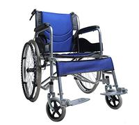 SilteD Sillas de ruedas plegable, sistema de freno doble, ultraligera, de viaje, manual, plegable, portátil, segura y cómoda para ancianos, discapacitados, color azul