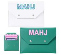 SilTriangle 2 fundas protectoras de cuero para tarjetas Mahjong de 8 x 6 pulgadas con cierre seguro, regalo ideal para amantes que juegan en la noche de juegos (blanco, verde)