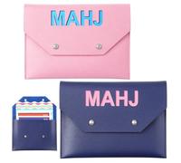SilTriangle 2 fundas protectoras de cuero para tarjetas Mahjong de 8 x 6 pulgadas con cierre seguro, regalo ideal para amantes que juegan en la noche de juegos (rosa claro, azul marino)