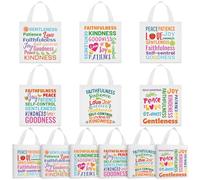 SilTriangle 36 bolsas de mano Fruit of the Spirit para niños, bolsa religiosa con versículo bíblico, bolsas de regalo cristianas con asas, regalo de bienvenida, bolsas de iglesia para escuela