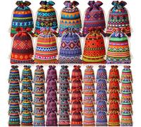 SilTriangle 50 bolsas de dulces mexicanas de 4 x 6 pulgadas, mini bolsa de regalo con cordón, bolsas de algodón reutilizables para joyas, bolsas de caramelos, decoraciones de fiesta mexicana para