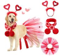 SilTriangle Juego de 3 Piezas de Disfraz para Perro para el día de San Valentín, Incluye Diadema roja de San Valentín, Vestido tutú para Perro de San Valentín, Lindo tutú Rojo, Bufanda para Perros