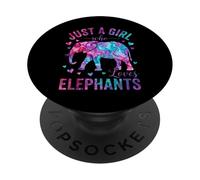 Silueta Acuarela Solo Una Chica Que Ama Elefantes PopSockets PopGrip Adhesivo