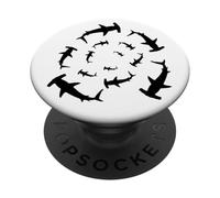 Silueta Amante de los Tiburones Martillo Volando Arriba PopSockets PopGrip Adhesivo