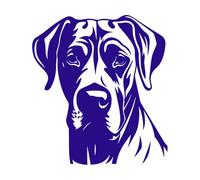 silueta angelical de la cabeza de un gran danés Calcomanías de grabado 54.6x60.5cm Se puede modificar y añadir información Azul oscuro