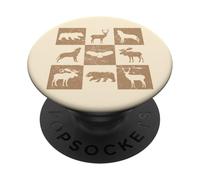 Silueta Animal Silueta Lobo Alce Águila Oso Ciervo PopSockets PopGrip Adhesivo