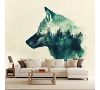 Silueta Arte Fotomurales, Jungla Lobos Papel Pintado, No Tejido Murales Fotográfico, Mate Personalizable Papel Tapiz para TV Fondo Pared Dormitorio Sala de Estar 300 x 256 CM
