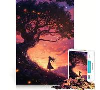 Silueta bajo un árbol mágico Rompecabezas para Adultos, 1000 Piezas Fortalece la Memoria Alivia el estrés Bordes Lisos Regalo conmovedor 50x75cm
