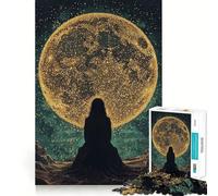 Silueta bajo una Luna Gigante, Rompecabezas de 1000 Piezas para Adultos, Juguete para Pensar, Calma, relajación, decoración de Pared con Corte Limpio 38x52cm