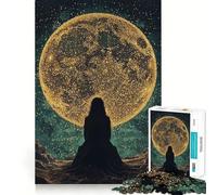 Silueta bajo una Luna Gigante Rompecabezas para Adultos de 1000 Piezas Fortalece la Memoria Arte de Bordes limpios y tranquilos Coleccionable 50x75cm