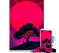 Silueta bajo una Luna Rosa, Rompecabezas difícil para Adultos, 1000 Piezas, Juguete de lógica, vínculo Familiar, Corte de precisión, cálida Sorpresa 38x52cm