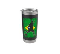 Silueta Bandera Brasil Orgullo Deportes Amante Vaso térmico de acero inoxidable de doble pared
