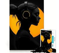 Silueta con Auriculares, Rompecabezas de 1000 Piezas para Adultos, Juguete para ejercitar la Mente, diversión compartida, Arte de Corte preciso 50x75cm
