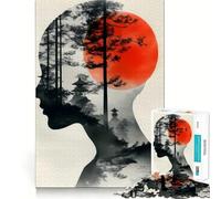 Silueta con Paisaje japonés, Adolescentes, Rompecabezas de 1000 Piezas, Mejora la Memoria, Juego Relajante, Borde Limpio, artículo de Deseos de Papá Noel 38x52cm