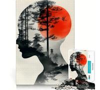 Silueta con Paisaje japonés Rompecabezas para Adultos de 1000 Piezas Fortalece la Memoria Arte de Bordes limpios y tranquilos Coleccionable 50x75cm