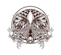 Silueta de adornos japoneses de pez koi y dragón Calcomanías de pared de papel adhesivo 42x45.2cm Personalización personalizada Café