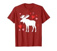 Silueta de Alce Corazón Día de San Valentín Lindo Bosque Camiseta