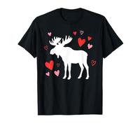 Silueta de Alce Corazón Día de San Valentín Lindo Bosque Camiseta