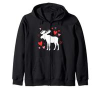 Silueta de Alce Corazón Día de San Valentín Lindo Bosque Sudadera con Capucha