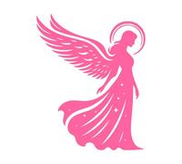 Silueta de ángel divino con alas majestuosas y presencia celestial. Pegatinas de tallado fino 40x50.1cm No daña la superficie de la pared Rosa