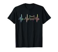 Silueta de Animal para Amantes de los Gatos, Latido del corazón, Lindo Gato Camiseta