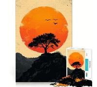Silueta de árbol al Atardecer, Rompecabezas de 1000 Piezas para Adolescentes, Juguete para ejercitar la Mente, relajación Mental, diseño, Montaje, Lista de Deseos de Papá Noel 38x26cm