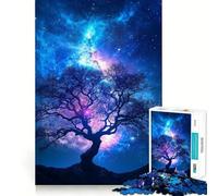 Silueta de árbol bajo Cielo Estrellado, Rompecabezas para Adolescentes, 1000 Piezas, Juego de lógica, diversión en Interiores, Pieza de colección de Arte con Bordes precisos 38x52cm