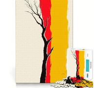 Silueta de árbol con Rojo y Amarillo, Rompecabezas para Adolescentes, 1000 Piezas, Juguete de lógica Fina, pasatiempo Tranquilo, Pieza de colección de Arte de Bordes limpios 38x26cm