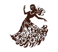 silueta de baile flamenco princesa bailando flamenco Calcomanías de letras 67.2x76.6cm No daña la superficie de la pared Café