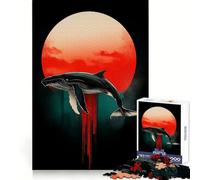 Silueta de Ballena con Sol Rojo, Rompecabezas de 1000 Piezas para Adultos, estimulación cognitiva, Escape Consciente, Cierre hermético, Regalo navideño (50x75cm)