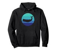 Silueta de Ballena Esperma Retro Puesta de Sol Sudadera con Capucha