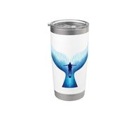 Silueta de ballena y buzo Vaso térmico de acero inoxidable de doble pared