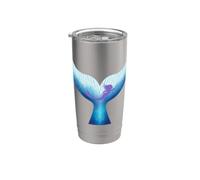 Silueta de ballena y sirena Vaso térmico de acero inoxidable de doble pared
