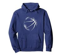 Silueta de Baloncesto, Baloncesto Sudadera con Capucha, Unisex para Adultos, Azul Marino, L