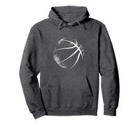 Silueta de Baloncesto, Baloncesto Sudadera con Capucha, Unisex para Adultos, Jaspeado Oscuro, XXL