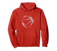 Silueta de Baloncesto, Baloncesto Sudadera con Capucha, Unisex para Adultos, Rojo, L