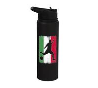 Silueta de bandera italiana Italia orgullo amante de los deportes Stainless Steel Insulated Water Bottle