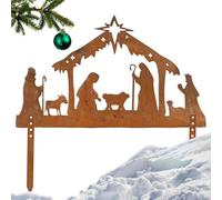 Silueta de belén al Aire Libre, Letrero de Metal para Patio, decoración de jardín y Patio, decoración de césped de Feliz Navidad, exhibición de estaca de Metal, de Hierba para el hogar al Aire