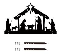 Silueta de Belén de metal - Pantalla resistente a la intemperie para exteriores, resistente al agua, artesanía cristiana de acero | de jardín de Navidad, decoración religiosa sagrada, Negro