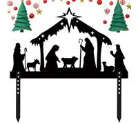 Silueta de belén de metal, perfección vívida, juego de belén de Navidad negro, escena de belén al aire libre | Juegos de belén resistentes a la intemperie para decoración, decoraciones de patio