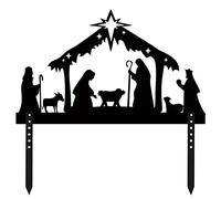 Silueta de Belén de metal - Pesebre al aire libre | Pesebre resistente a la intemperie para patio y césped, fácil de montar, almacenamiento compacto.