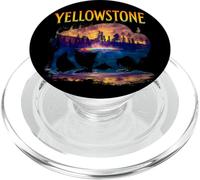 Silueta de Bisonte de Yellowstone Grand Prismatic Spring PopSockets PopGrip para MagSafe