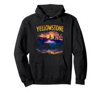 Silueta de Bisonte de Yellowstone Grand Prismatic Spring Sudadera con Capucha