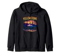 Silueta de Bisonte de Yellowstone Grand Prismatic Spring Sudadera con Capucha