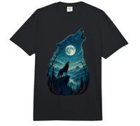 Silueta de Bosque de Lobos iluminados por la Luna Lobos Celestiales Arte Comfort Colors Adult Heavyweight T-Shirt