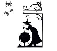 Silueta de Bruja de Metal,Decoración de Pared de Silueta Metálica de Bruja para Halloween | Decoración Colgante Para Pared Exterior E Interior De Jardín Cocina Patio Hogar