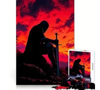 Silueta de Caballero con Espada al Atardecer para Adultos Rompecabezas de 1000 Piezas Rompecabezas Mental Divertido y Relajante Montaje de imágenes Una cálida Sorpresa 50x75cm